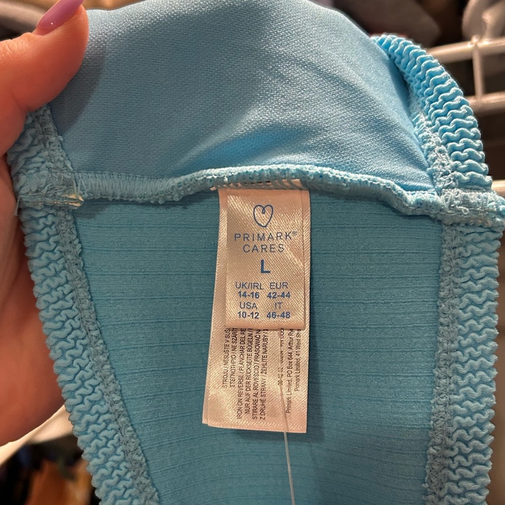 NEW Primark Swim Strapless Bikini Top Textured Aqua Blue Womens Size Large - Picture 5 of 6